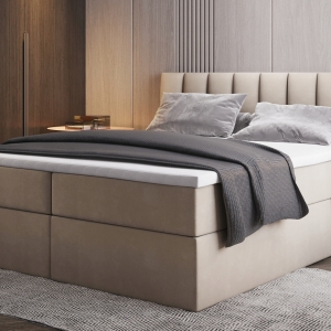 Łóżko kontynentalne 180x200 Palermo Tapicerowane Beżowe 2 pojemniki OD RĘKI