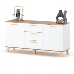 Komoda BIALA 3Szuflady 2drzwi Duza Szafka RTV 150CM OSLO Styl Skandynawski