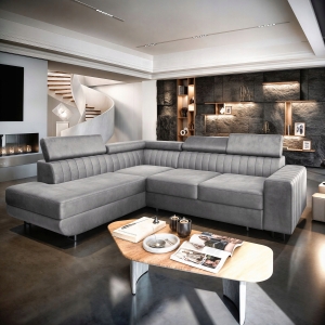 Klasyczny narożnik NOLA do salonu FUNKCJA SPANIA rozkładany POJEMNIK styl